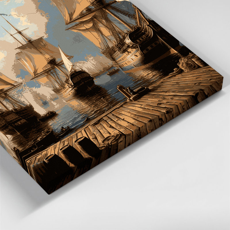Art nautique gris sur toile, H 11 po x l 14 po