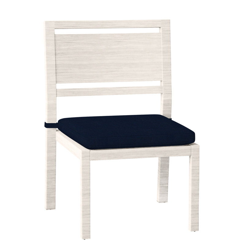 Chaise d'appoint d'extérieur en aluminium forgé Avondale, Pas de soudure, Craie, Velours indigo