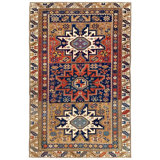 Wonderful Blue Color With Symmetric Design Antique Caucasian Shirvan Rug