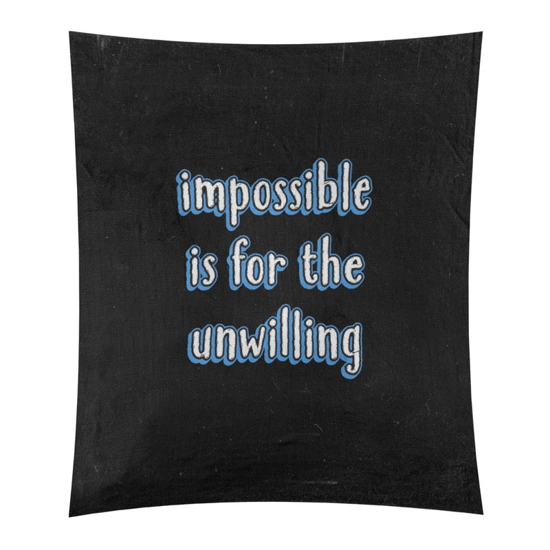 Tapisserie tableau noir quote not impossible quot, H 60 po x l 51 po, Bleu