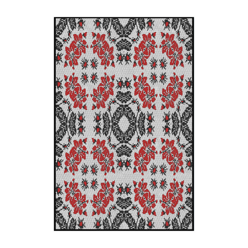 Tapis rouge/noir tissé à la machine, Rectangle 7 pi x 10 pi