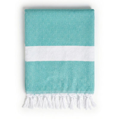 Turquoise Charleston Stripe Turkish Cotton Beach Towel