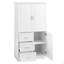Armoire de rangement haute et large avec portes pour salle de bain / bureau, trois tiroirs, blanc-1988212166