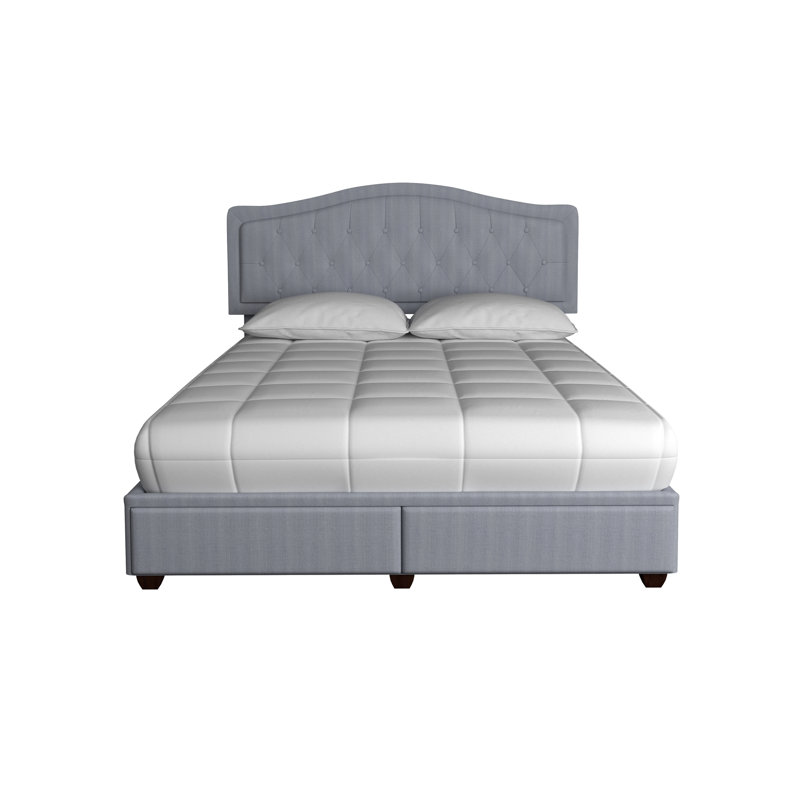 Grey Upholstered Queen Storage Bed, 2 Drawers, 62.6 In W X 81.8 D 42.73 H, Designed Bed With And , 83 64 43.5 H