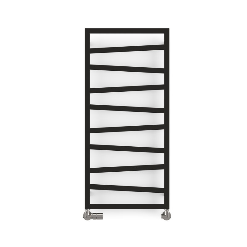 Zig Zag Heated Towel Rail, 107cm H  x 50cm W x 7.2cm D, Black