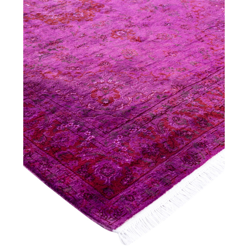 Overdyed Hand-Knotted Wool Modern-Contemporary Purple Area Rug 4' 2" x 6' 3"