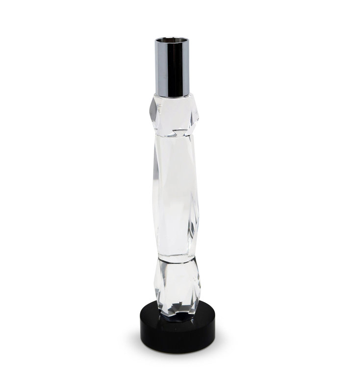 Bougeoir en cristal - H 9,5 po, H 9,5 po x l 2,5 po x P 2,5 po
