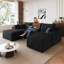 Canapé modulaire 95 po avec 1 repose-pieds Cloud, fauteuils rembourrés minimalistes modernes, canapé confortable en forme de U pour le salon, canapé d'angle à siège profond, aucun assemblage requis, noir (tissu en velours côtelé moelleux)