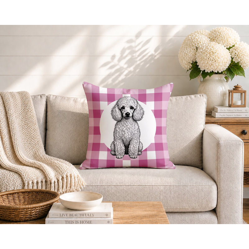 Coussin réversible intérieur / extérieur Poodle Dog, 20 x 20, Magenta