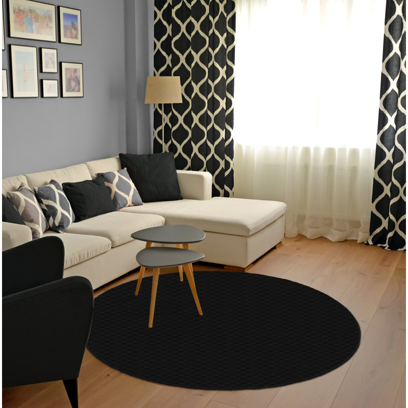 Tapis noir touffeté Alaudin, Rond 90 po