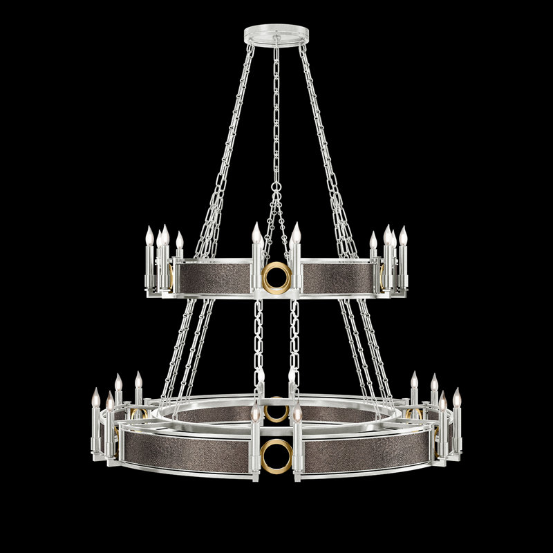 Mirage 24 - Light Chandelier, Pebble/Silver/Brass