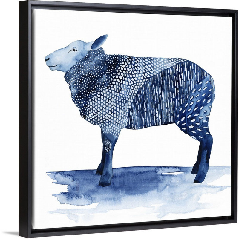 Art mural sur toile Cobalt Farm Animals III, Toile avec cadre noir, H 22 po x l 22 po x P 2 po