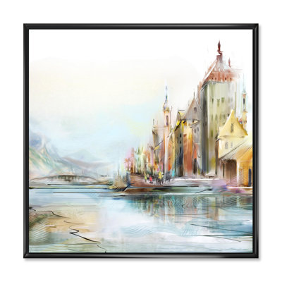 " Zurich By The River In Afternoon Sunlight " Painting Print