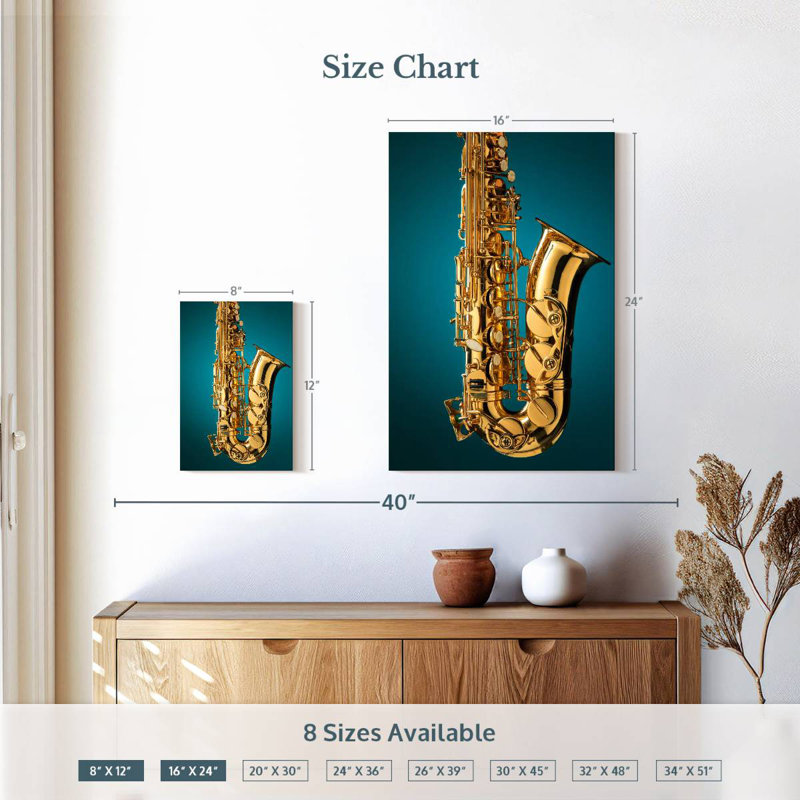 Abarca Golden Alto Saxophone, H 12 po x l 8 po