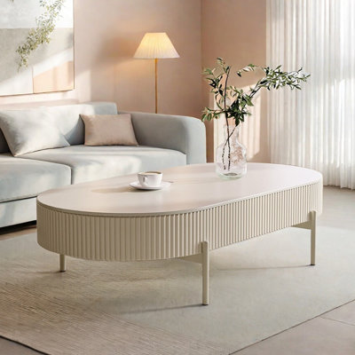 Cream Style Oval Marble Coffee Table