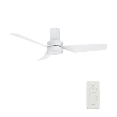 44"  DC Motor 3 - Blade LED Flush Mount Ceiling Fan with Remote Control and Light Kit Included