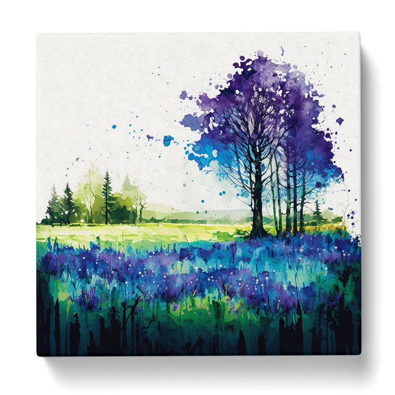 Bluebell Field Splatter Art - Print, 35cm H x 35cm W x 3cm D