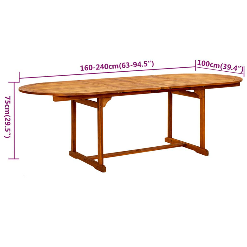 Jamayra 8 - Person Acacia Patio Dining Set with Oval Table, Brown