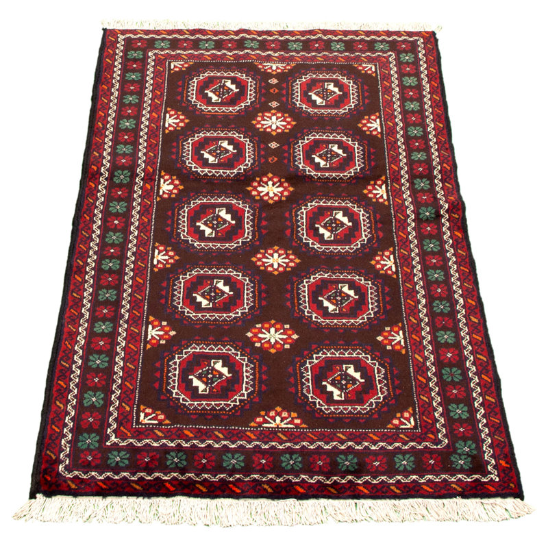 Tapis décoratif en laine noué à la main de conception unique noué à la main new age rizbaft brun/rouge 3 pi 4 po x 5 pi 10 po