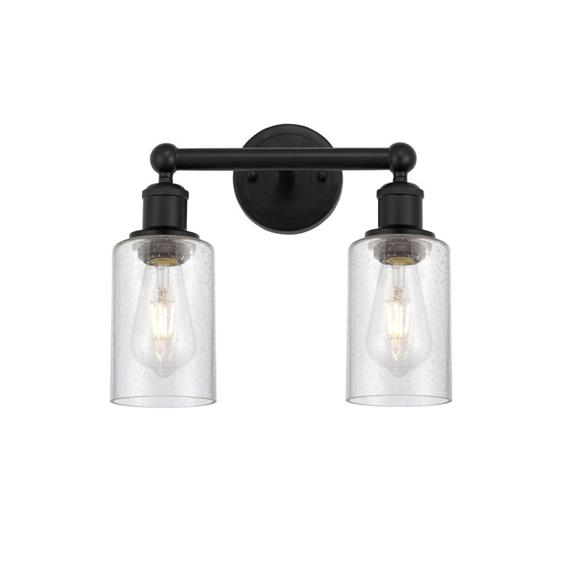 Éclairage pour meuble-lavabo à 2 lumières 12,875 pouces Caldello, Noir mat, Bullé