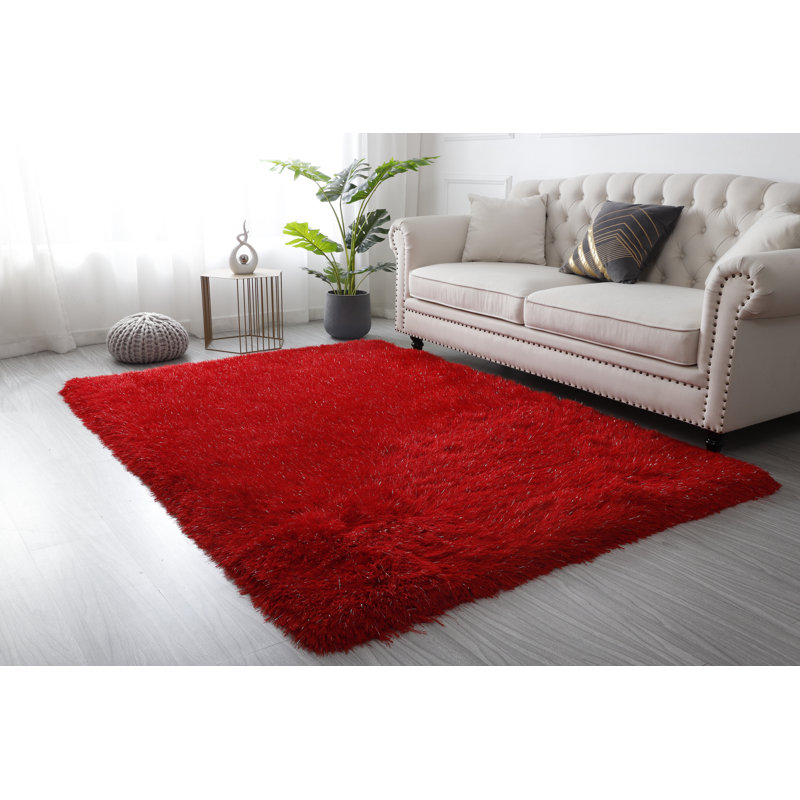Tapis à poil long rouge Castlebourne, Rectangle 2'5" x 4'5"