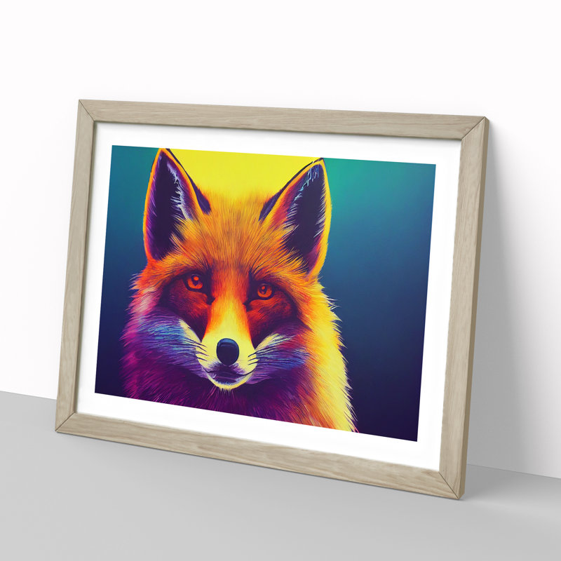Fox Vol.2 - Single Picture Frame Print, 46cm H x 64cm W x 2cm D, Oak Framed