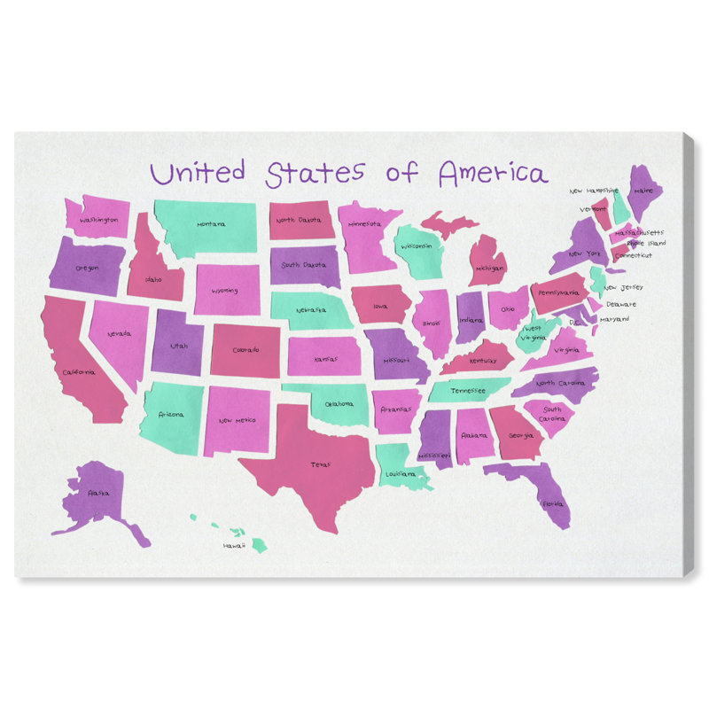 «Kliebert USA Map 4», impression, H 10 po x l 15 po x P 1,5 po
