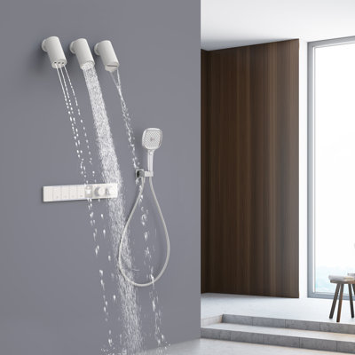 Ensemble de robinet de douche mural à système de douche thermostatique à affichage numérique, toutes les pommes de douche peuvent être utilisées en même temps