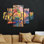 Ensemble de 5 panneaux muraux - David Lloyd Glover «Color Reflections», art mural sur toile pour le salon, la chambre à coucher ou le bureau 