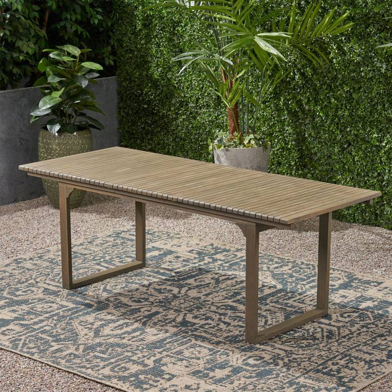 Table de salle à manger d'extérieur extensible en bois d'acacia (table incluse seulement)
