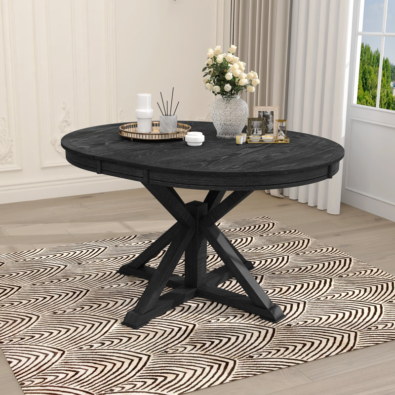 Table de salle à manger extensible Retrovine Classic avec rallonge papillon et bois massif, Espresso