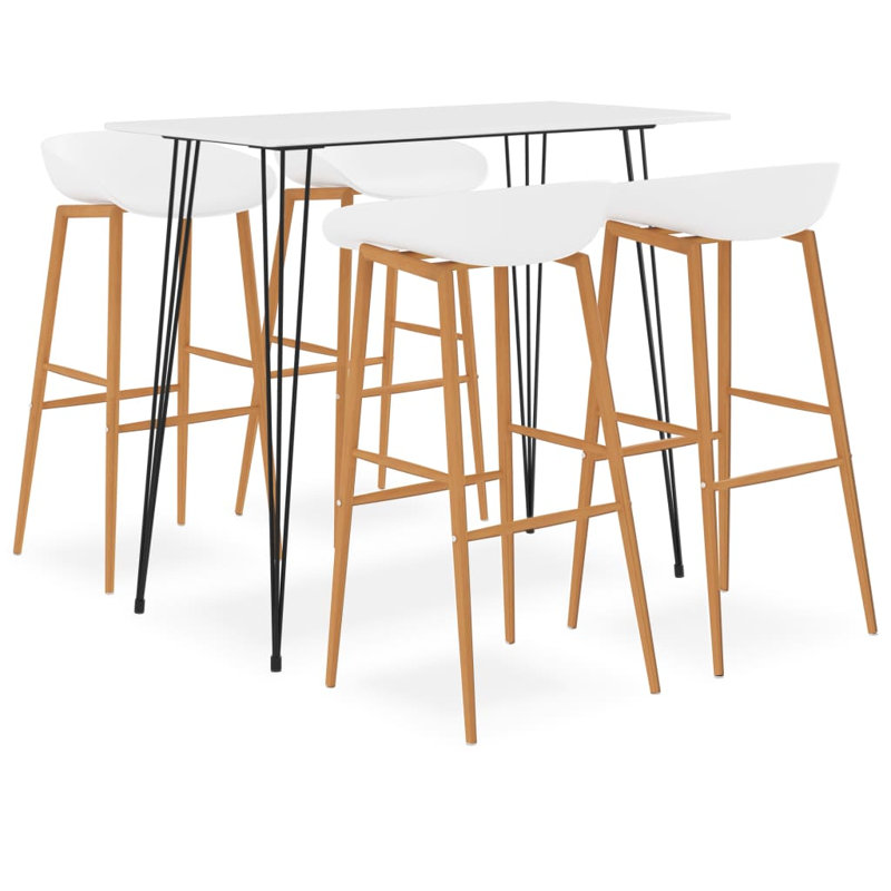 Barger 4 - Person Dining Set, White/Black, White