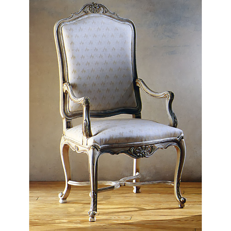Upholstered Arm Chair in Brushed White Lacquer