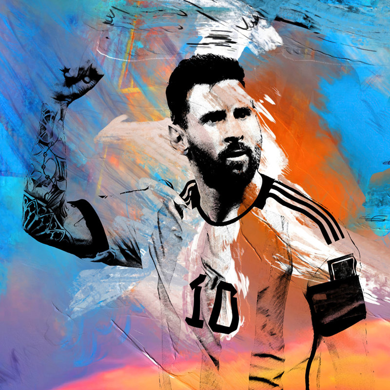 " Lionel Messi " by Stephen Chambers, 20" H x 20" W x 1.5" D