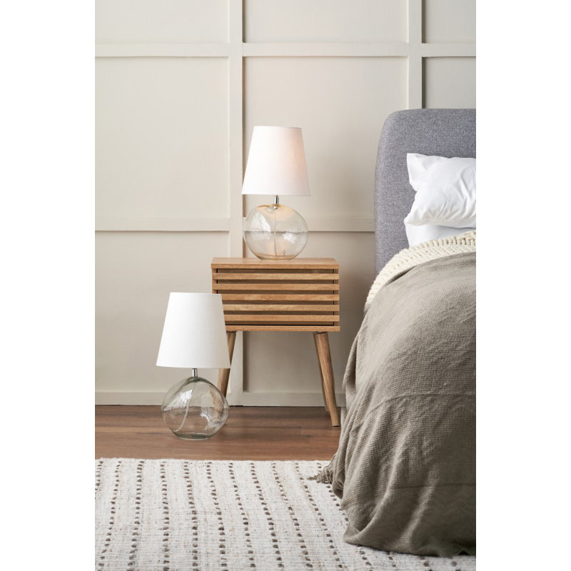 Mila Glass Table Lamp, White