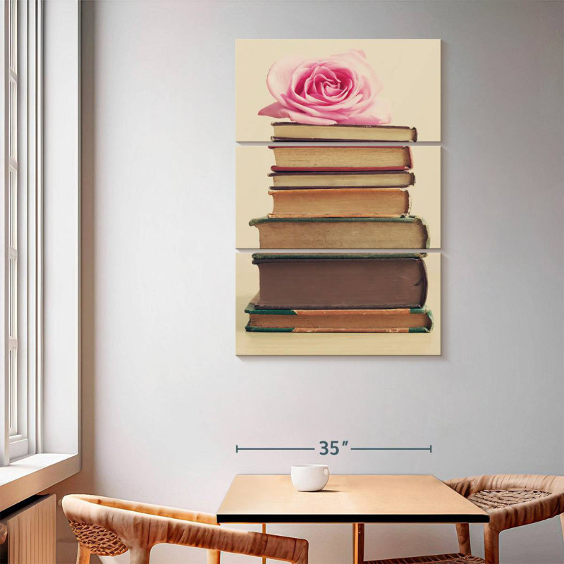 Kerner Rose On Books, 65" H x 42" W