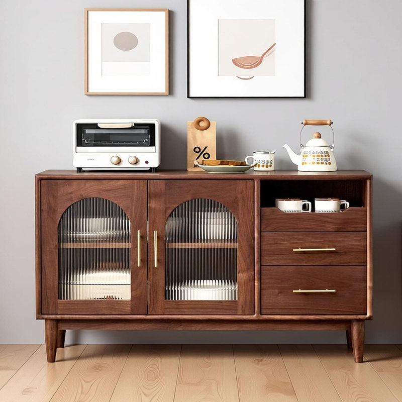 Buffet de rangement moderne en bois massif minimaliste, H 35,43 po x l 62,99 po x P 15,74 po