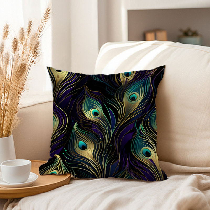 Animals Peacock Feather Pattern III Modern, 18"H x 18"W