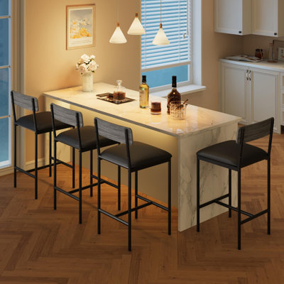 Ensemble de 4 tabourets de bar de 37 po avec pieds en métal et chaises en polyuréthane