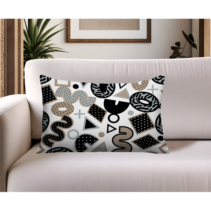 Coussin lombaire intérieur / extérieur Trixel, Rectangle H 18 po x l 25 po, Noir