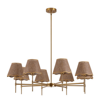 Luminaire suspendu boho à 8 lumières Gold Farmhouse Chandelier