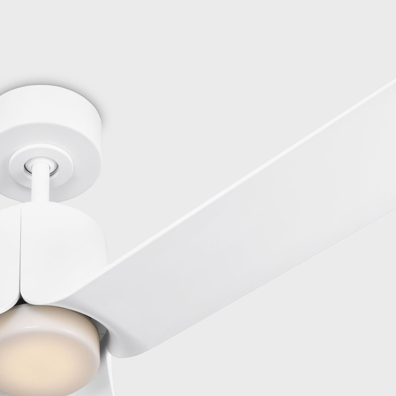 Visual Comfort Fan Peel Smart 52 LED Indoor Ceiling Fan with Threaded Downrod, Matte White ABS blades and Handheld Remote