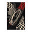 Tapis moelleux moelleux de voiture de course rétro à carreaux noirs - reliure noire-1022122961