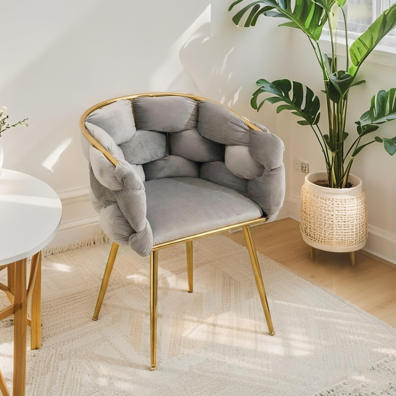 Chaise rembourrée en velours Modern, Gris