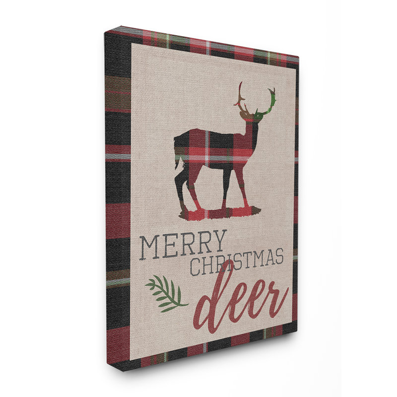 «Merry Christmas Deer» par Daphne Polselli - impression d'art textuel, H 20 po x l 16 po x 1,5 po, Toile tendue