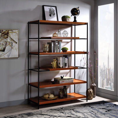 Oaken Honey Oak & Black Finish Bookshelf