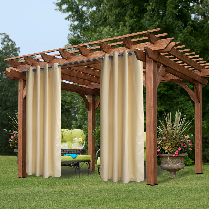 Arramine Outdoor Blackout Curtain Single Panel, 50" W x 84" L, Beige 