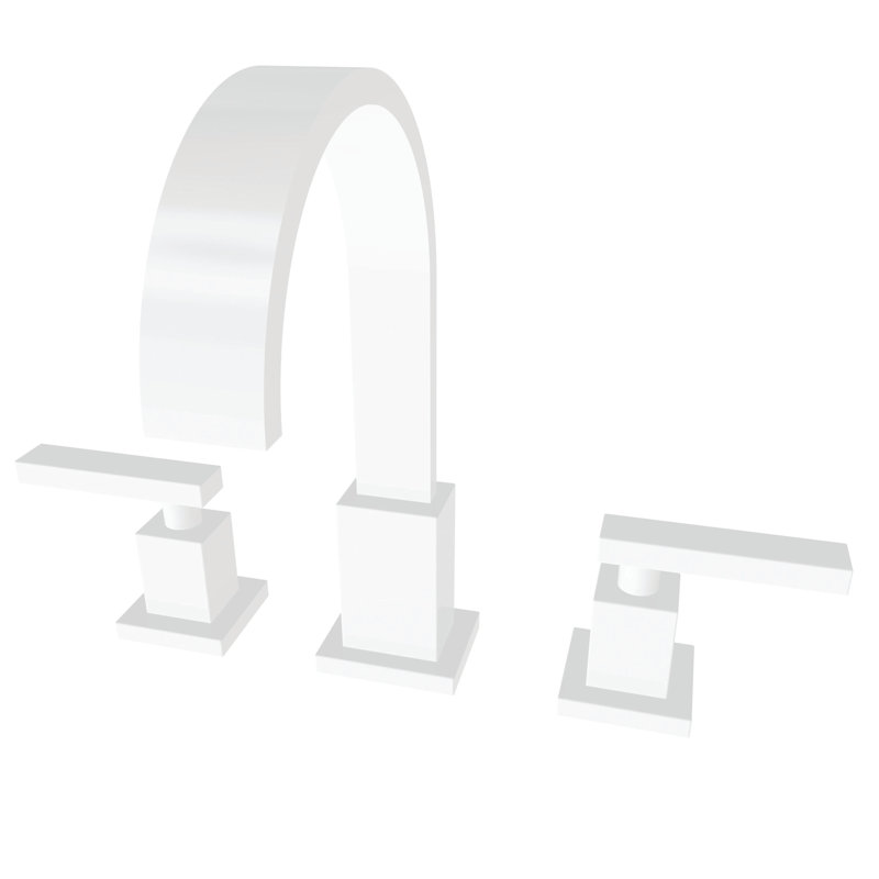 Secant Widespread Bathroom Faucet with Drain Assembly, Matte White