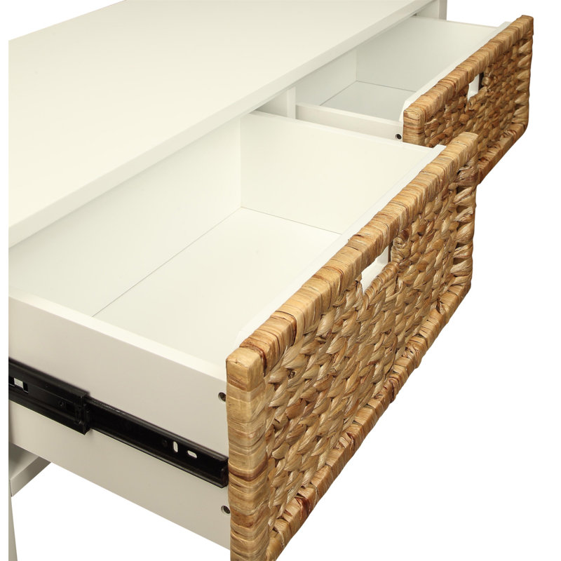 White Console Table With 2-Drawer, White
