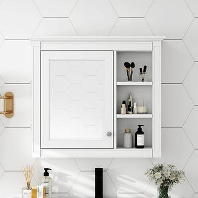 30'' X 28'' Medicine Cabinet, Wall Mounted Bathroom Storage Cabinet, Modern Bathroom Wall Cabinet With Mirror,Medicine Cabinet,  Mirror Cabinet With 3 Open Shelves (Not Include Bathroom Vanity )